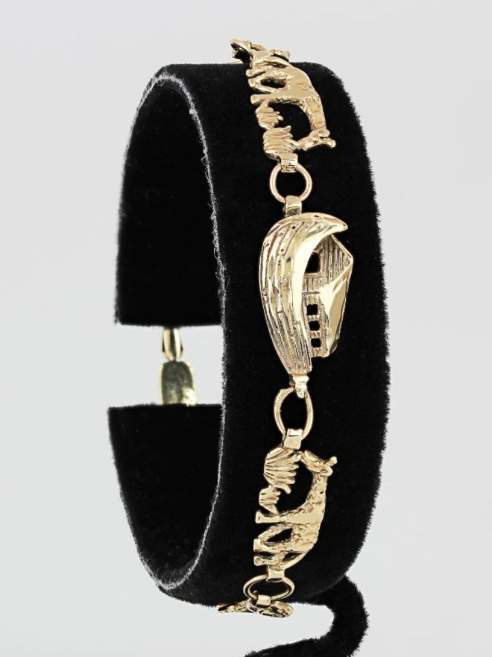 Vintage 10K Gold Noah’s Ark Animal Bracelet Tiger Giraffe Lion Elephant Zebra